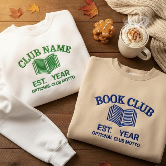 Book Club Embroidered Sweatshirt | Custom Reading Group Shirt | Gift for Book Lovers | Bookish Crewneck
