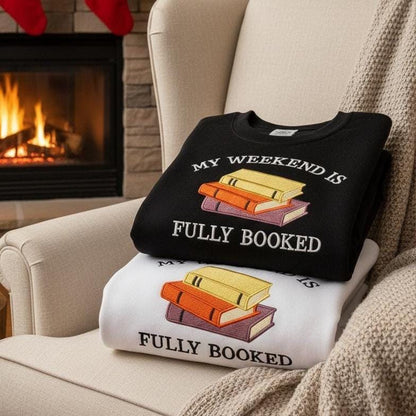 Embroidered Book Lover Sweatshirt | Cozy Bookworm Crewneck