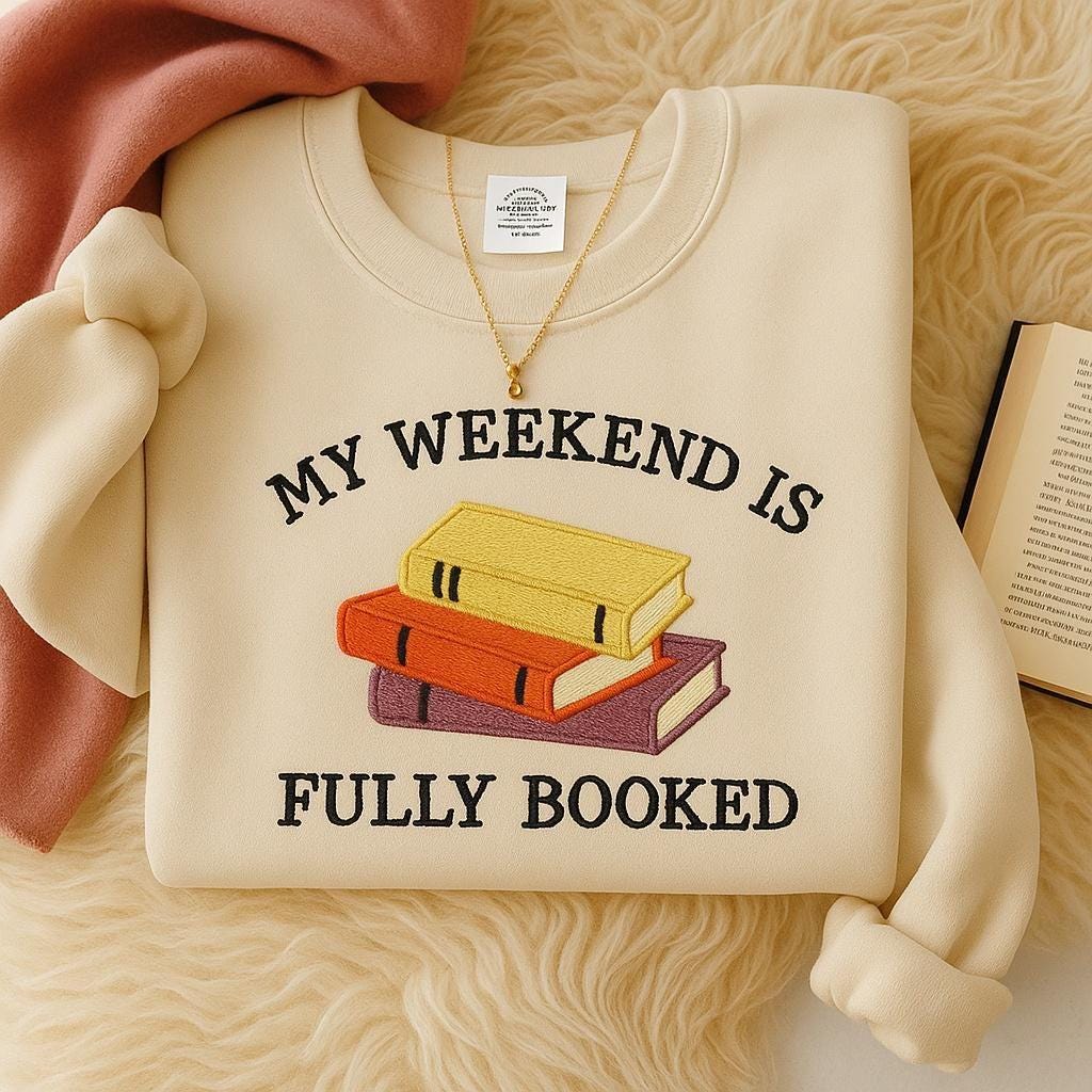 Embroidered Book Lover Sweatshirt | Cozy Bookworm Crewneck