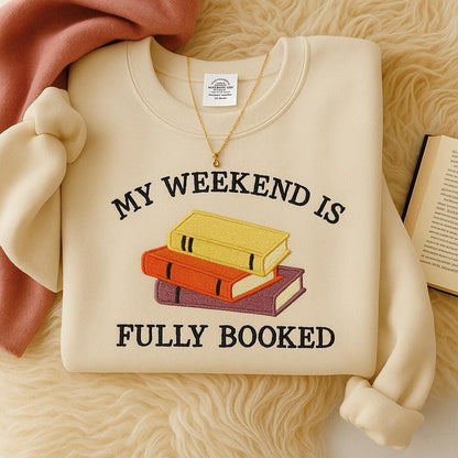 Embroidered Book Lover Sweatshirt | Cozy Bookworm Crewneck