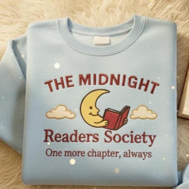 Late Night Readers Club Embroidered Sweatshirt | Cozy Book Lover Crewneck | Bookworm Gift | Booktok Shirt