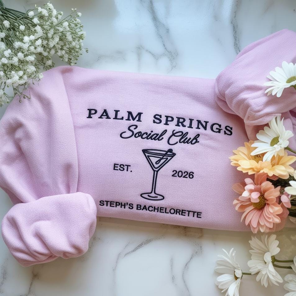 Custom Bachelorette Party Embroidered Sweatshirt | Personalized Bridal Crewneck | Martini Theme Gift