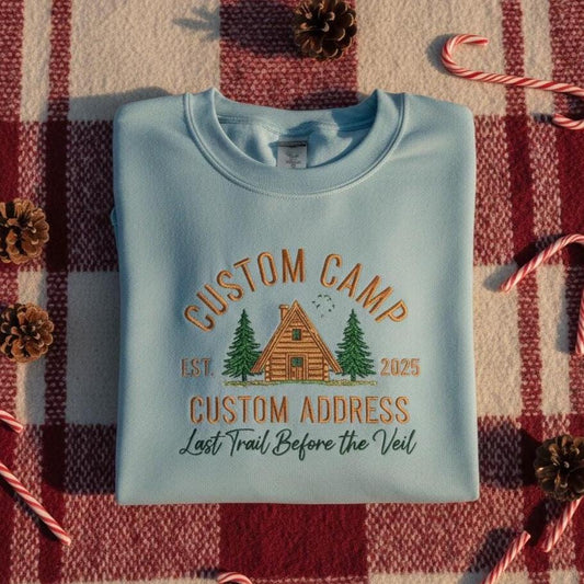 Custom Camp Bachelorette Embroidered Sweatshirt | Vintage Hiking Crewneck | Bridal Party Gift