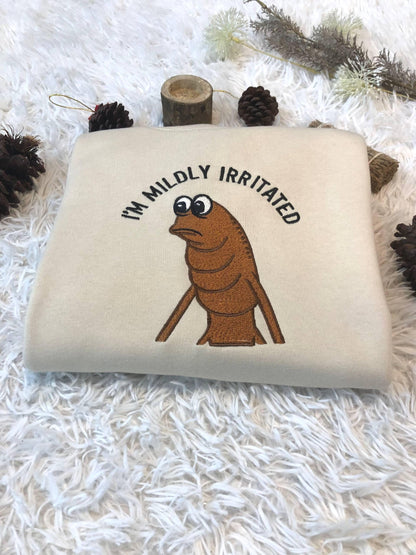 Embroidered Marcus The Worm Shirt, I'm Mildly Irriated Shirt, Jimbo James Shirt, Funny Jimbo James Meme Shirt, Brain Rot Shirts, Funny Meme