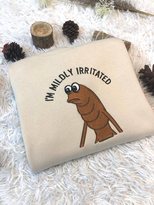 Embroidered Marcus The Worm Shirt, I'm Mildly Irriated Shirt, Jimbo James Shirt, Funny Jimbo James Meme Shirt, Brain Rot Shirts, Funny Meme