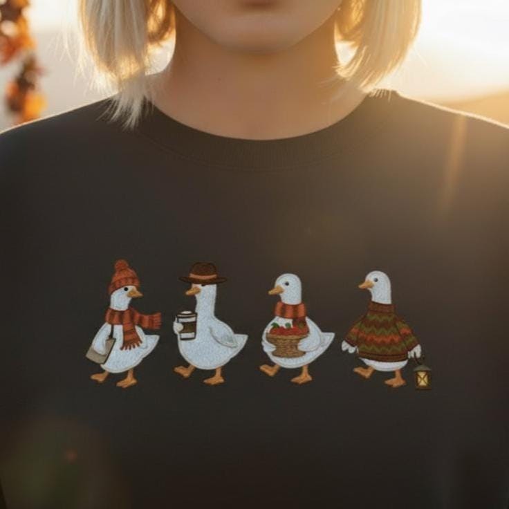 Embroidered Goose Sweatshirt | Fall Thanksgiving Crewneck