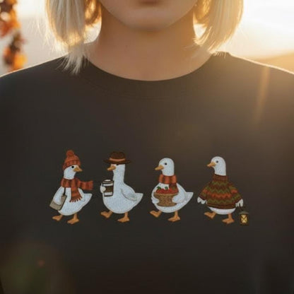 Embroidered Goose Sweatshirt | Fall Thanksgiving Crewneck
