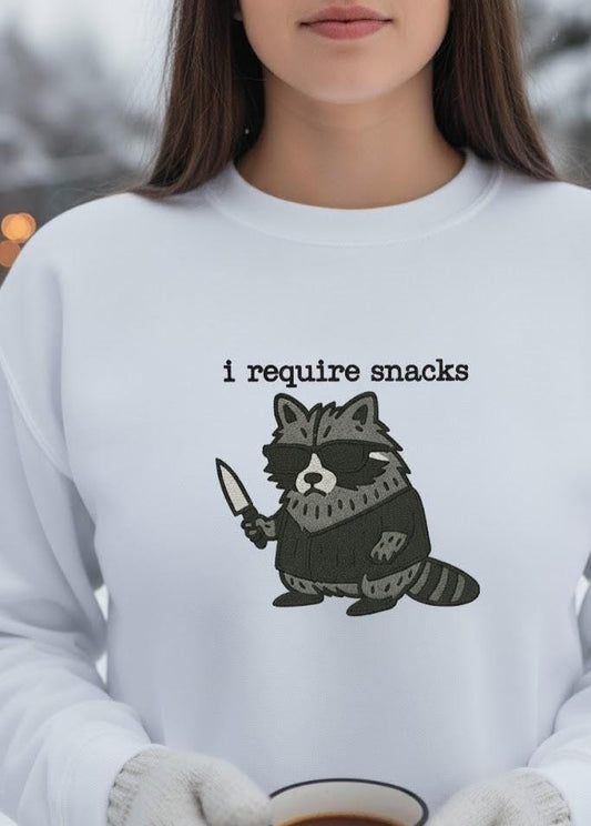Embroidered Raccoon Tee | Funny Snack Gremlin Shirt