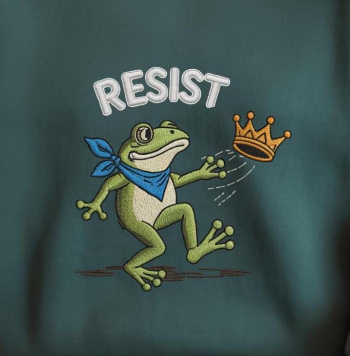 Portland Frog Resist Embroidered Shirt, Resistance Embroidered Shirt, Anti ICE Shirt, Anti Fascism Shirt, Vintage Activist Shirt, No Kings