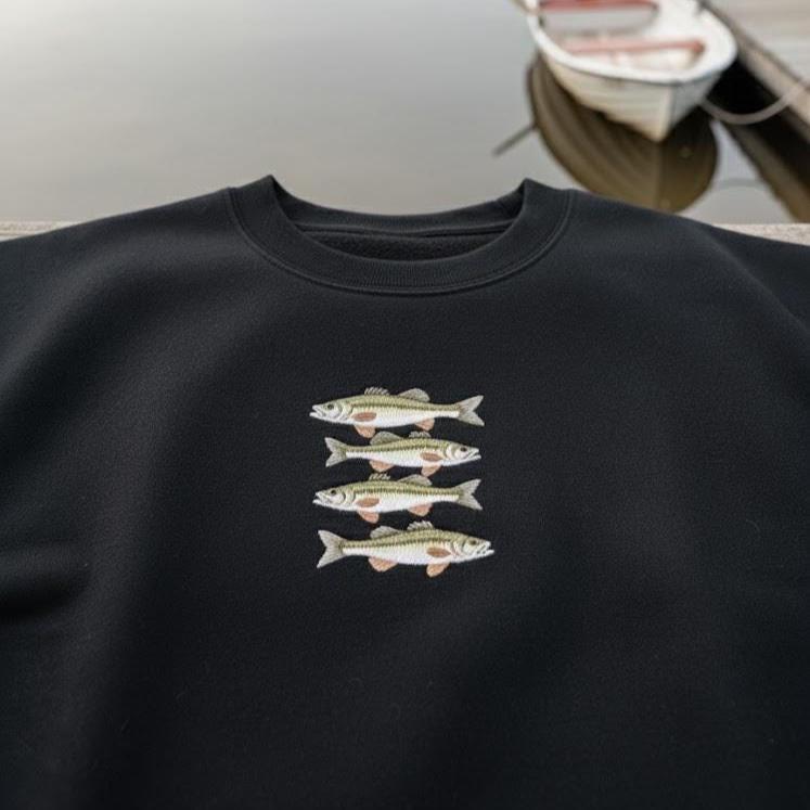 Sardines Embroidered Sweatshirt, Funny Fish Lover Crewneck, Vintage Coastal Embroidery Gift