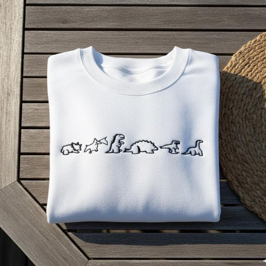 Embroidered Dinosaur Sweatshirt, Dino Family Crewneck, Gift for Kids