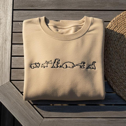 Embroidered Dinosaur Sweatshirt, Dino Family Crewneck, Gift for Kids