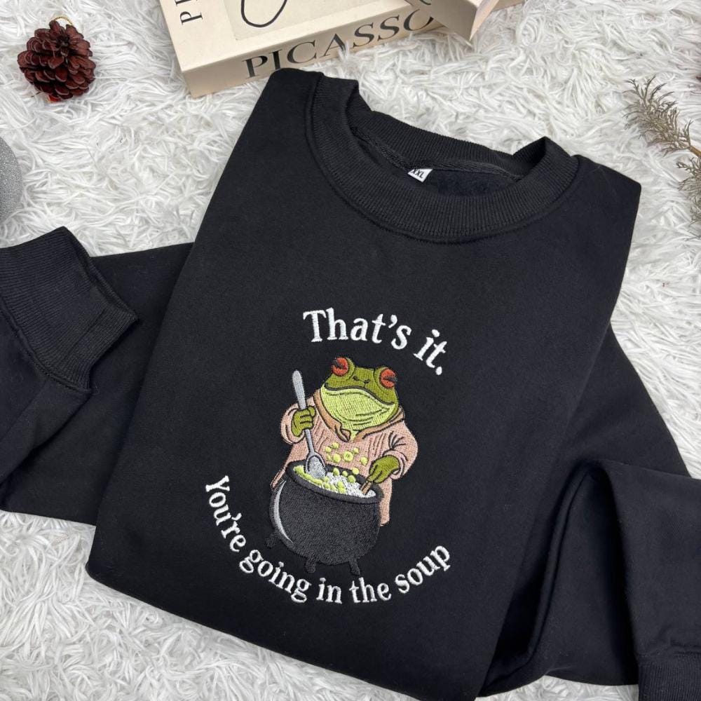 Embroidered Frog Meme Shirt, Funny Animal Tee