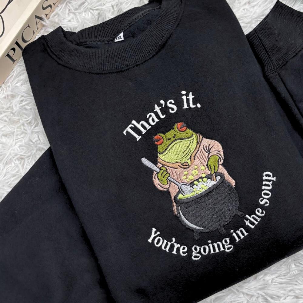 Embroidered Frog Meme Shirt, Funny Animal Tee