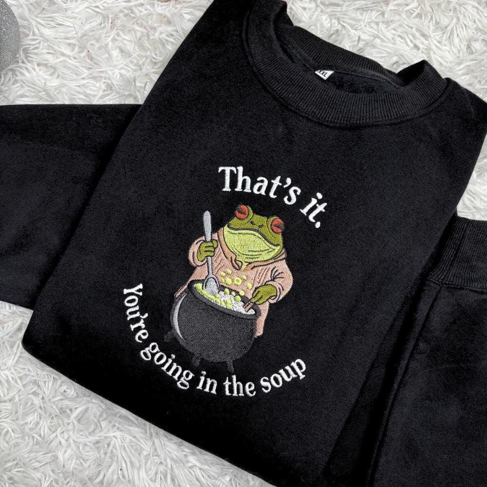 Embroidered Frog Meme Shirt, Funny Animal Tee