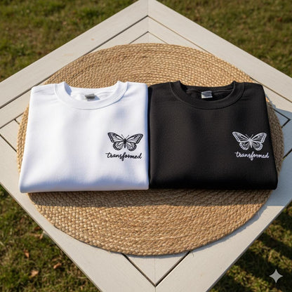 Embroidered Butterfly Transformed Cross Shirt, Christian Faith Tee