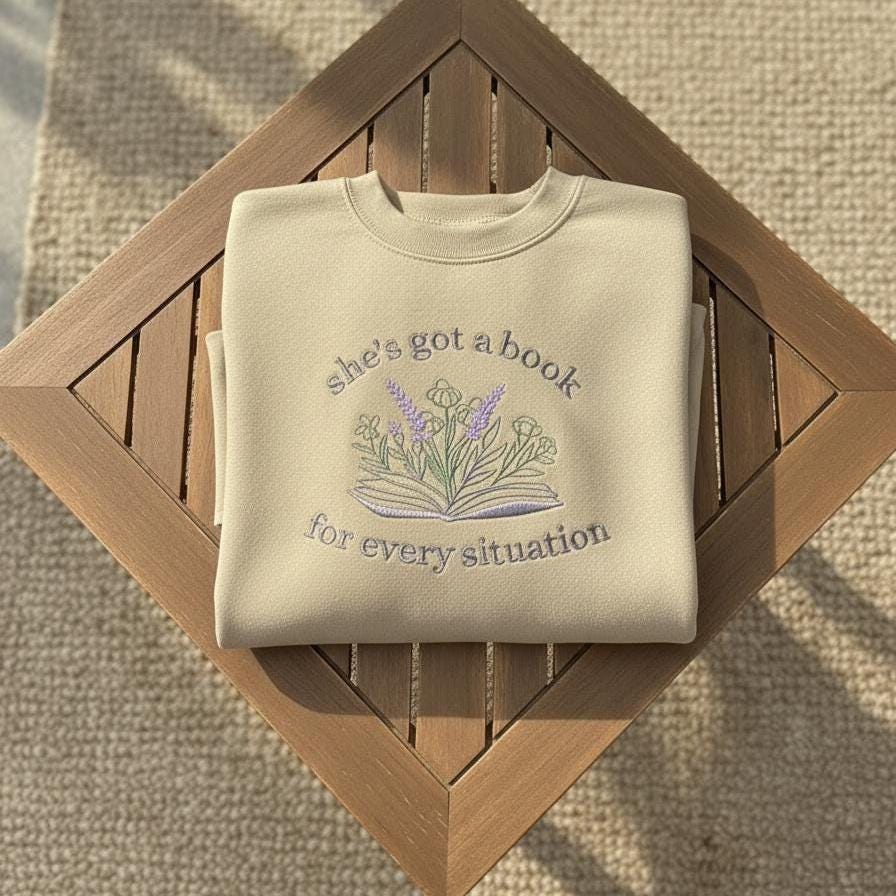 Embroidered Book Sweatshirt, Cozy Book Lover Crewneck, Booktok Embroidery Sweater, Reading Gift for Readers