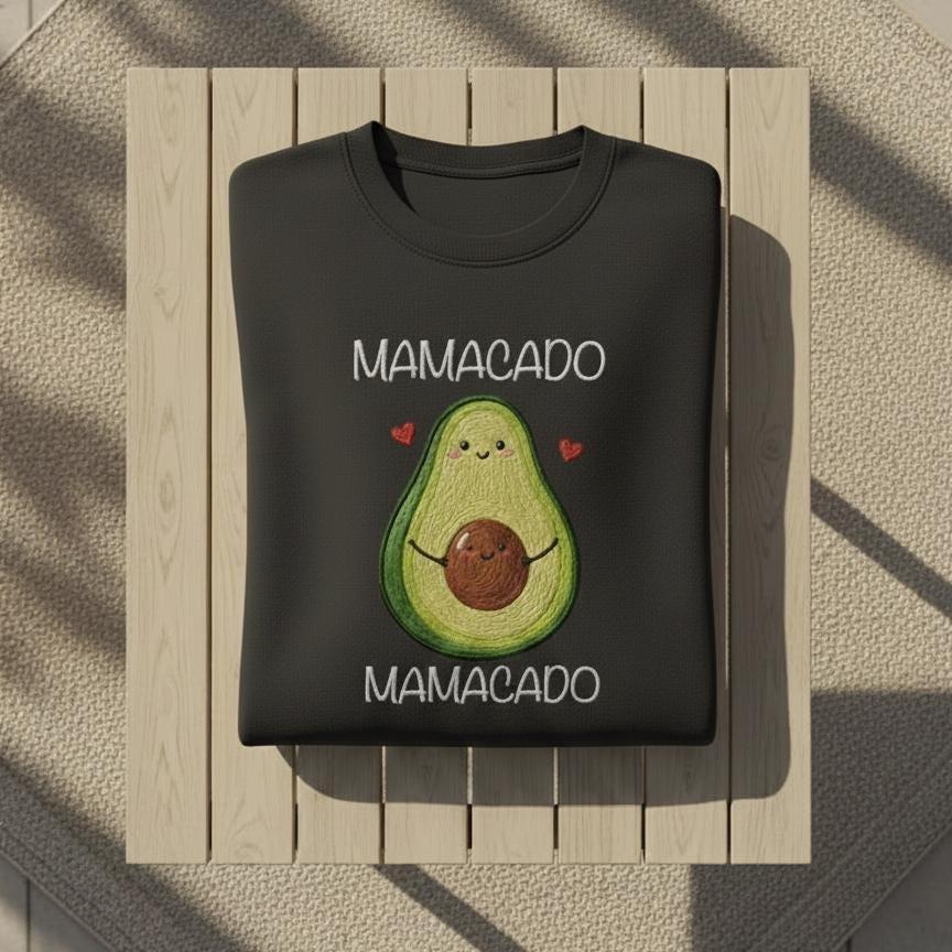 Mamacado Embroidered Sweatshirt, Avocado Mom Crewneck, Baby Announcement Gift