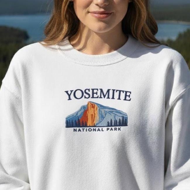 Yosemite National Park Embroidered Sweatshirt, California Crewneck, Adventure Gift for Hikers & Nature Lovers