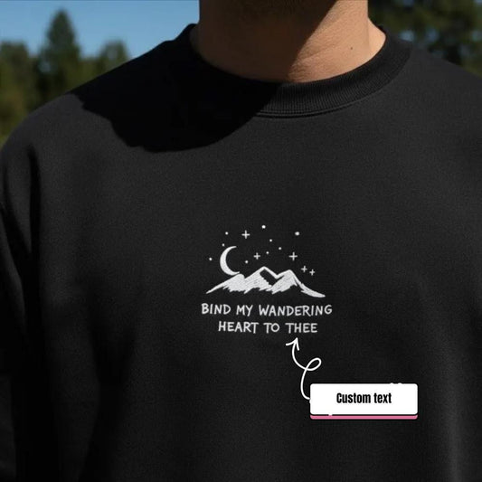 Custom Wandering Heart Embroidered T-Shirt | Faith Comfort Colors Tee | Mountain Hymn Shirt | Christian Gift