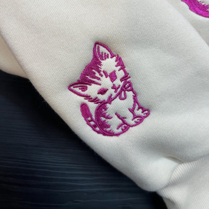 Vintage Kitten Embroidered Shirt, Rage Consumes Me Funny Embroidery Tee, Cute Meme Cat Embroidered Gift Top