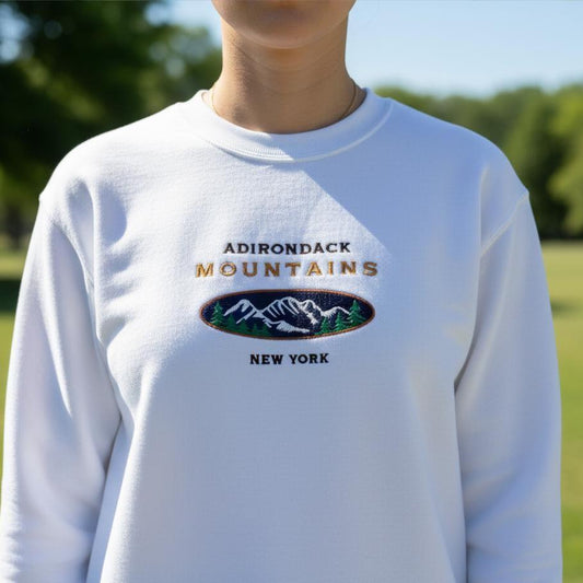 Adirondack Mountains Embroidered Sweatshirt | Vintage New York Crewneck | Retro Mountain Pullover