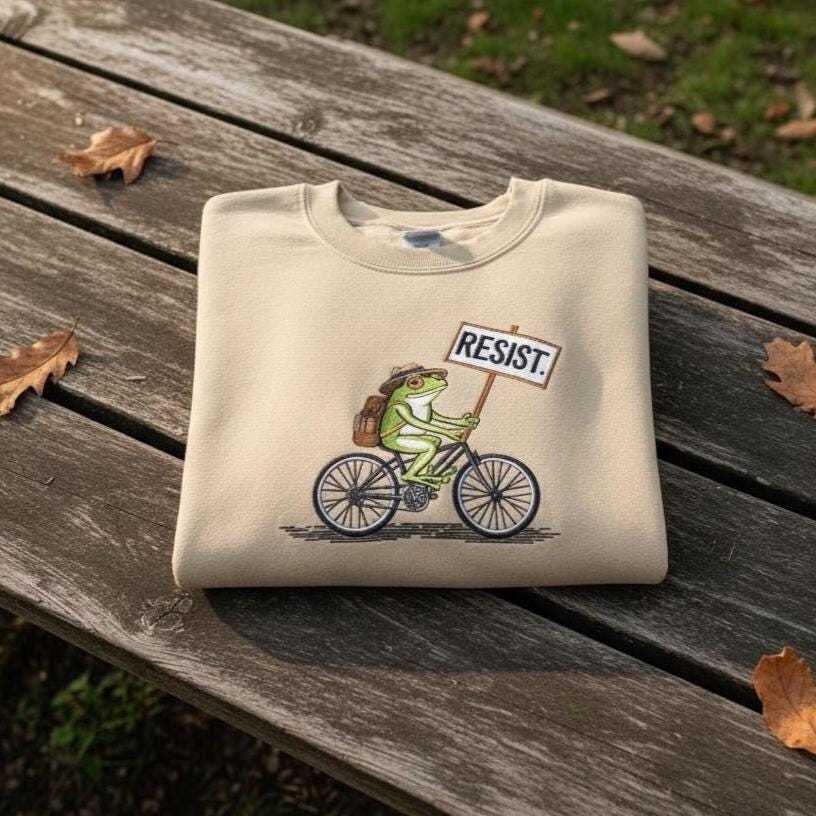 Portland Frog Resist Embroidered Sweatshirt | Comfort Colors Tee