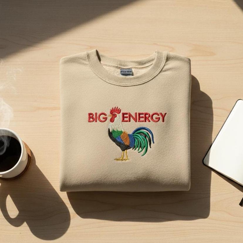 Big Rooster Energy Embroidered Sweatshirt | Unisex Vintage Pullover