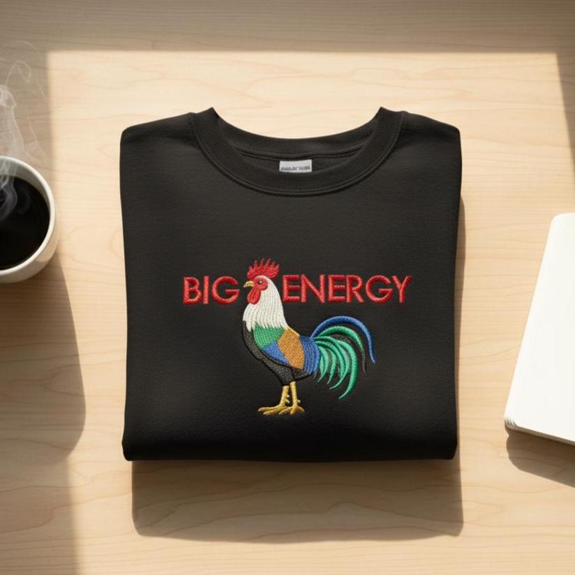 Big Rooster Energy Embroidered Sweatshirt | Unisex Vintage Pullover
