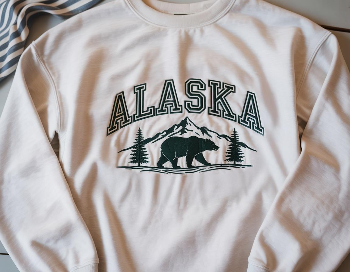 Alaska Embroidered Sweatshirt, Adventure Frog Hiking Pullover