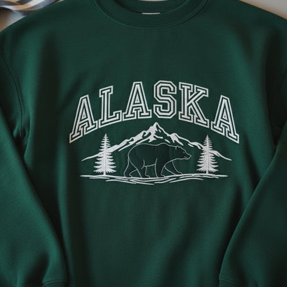 Alaska Embroidered Sweatshirt, Adventure Frog Hiking Pullover