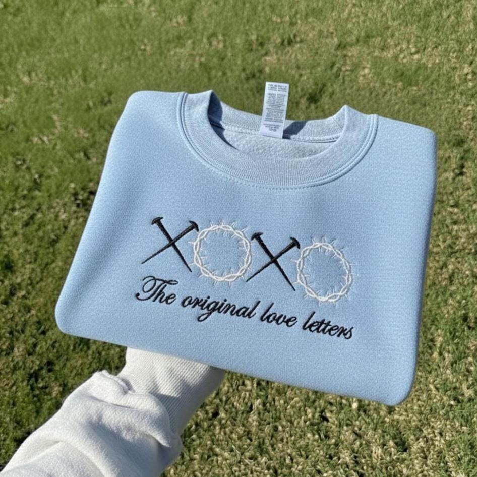 XOXO Embroidered Sweatshirt | Custom Valentine Crewneck | Christian Love Letters Sweatshirt Gift for Her