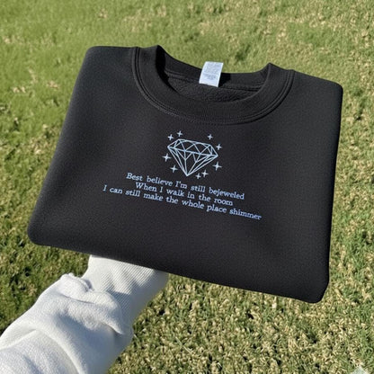 Bejeweled Embroidered Sweatshirt | Y2K Song Lyric Crewneck