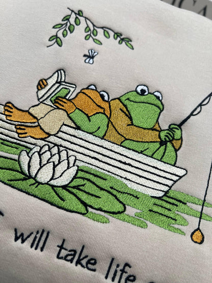 Frog and Toad Embroidered Sweatshirt | Vintage Book Lover Crewneck