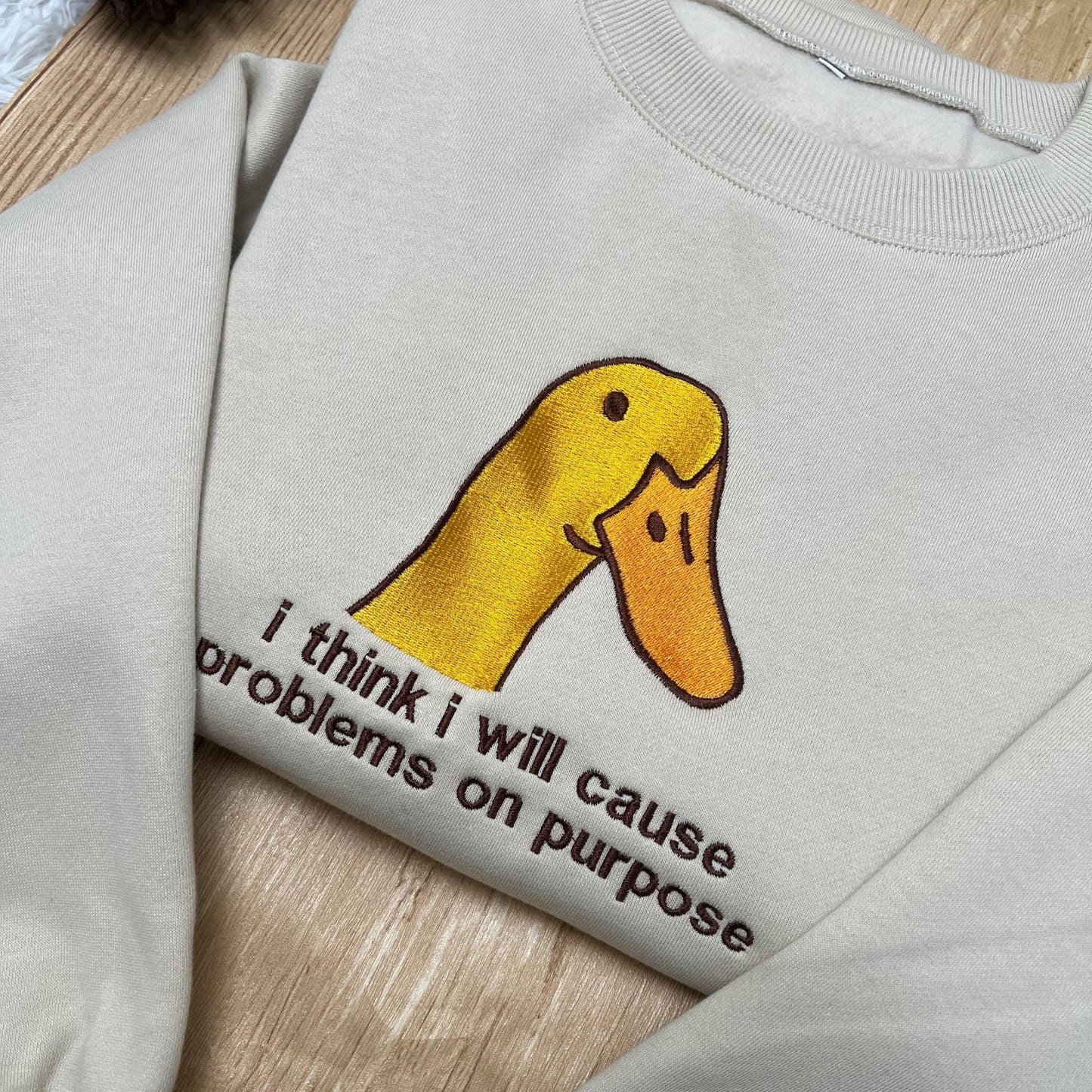 Funny Goose Embroidered Shirt | Sarcastic Duck Meme Tee | Trending Funny Bird Embroidery | Humorous Gift Top