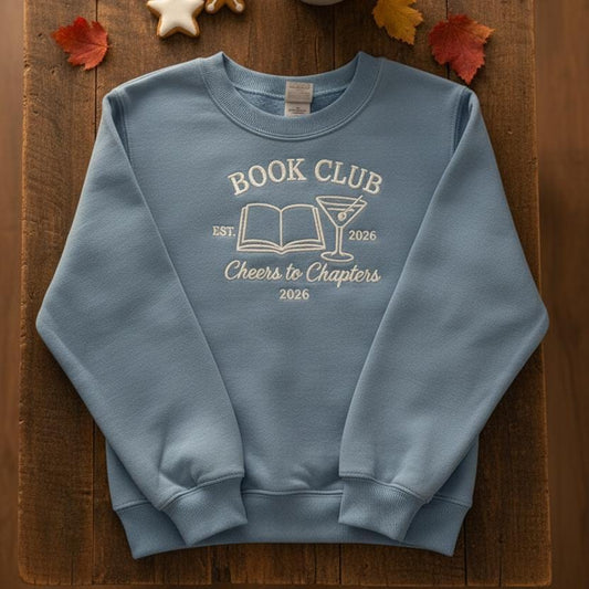 Custom Book Club Embroidered Crewneck | Cozy Bookworm Gift