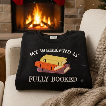 Embroidered Book Lover Sweatshirt | Cozy Bookworm Crewneck