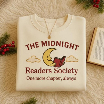 Late Night Readers Club Embroidered Sweatshirt | Cozy Book Lover Crewneck | Bookworm Gift | Booktok Shirt