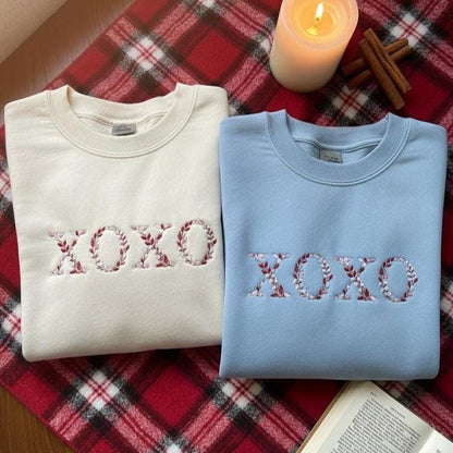 Custom Embroidered Floral XOXO Sweatshirt | Valentine's Gift