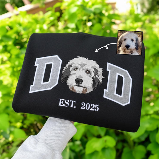 Custom Pet Portrait Embroidered Sweatshirt, Dog Dad Gift