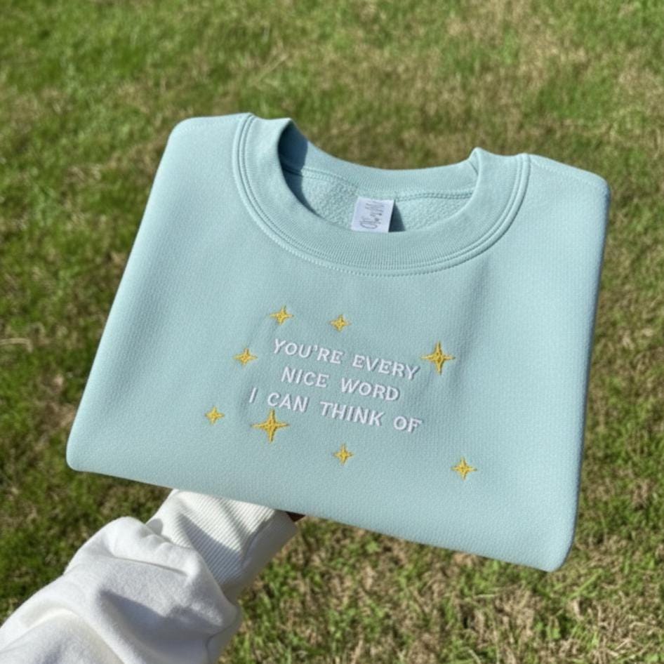 Embroidered Positive Quote T-Shirt | Cute Vintage Oversized Tee