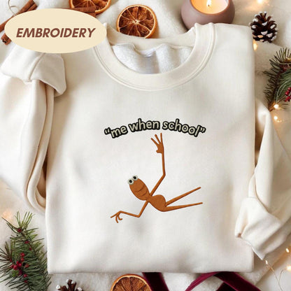 Marcus The Worm Embroidered Shirt, Me When School Shirt, Jimbo James Shirt, Brain Rot Shirts, Marcus The Worm Meme Shirt, Funny Meme Shirts