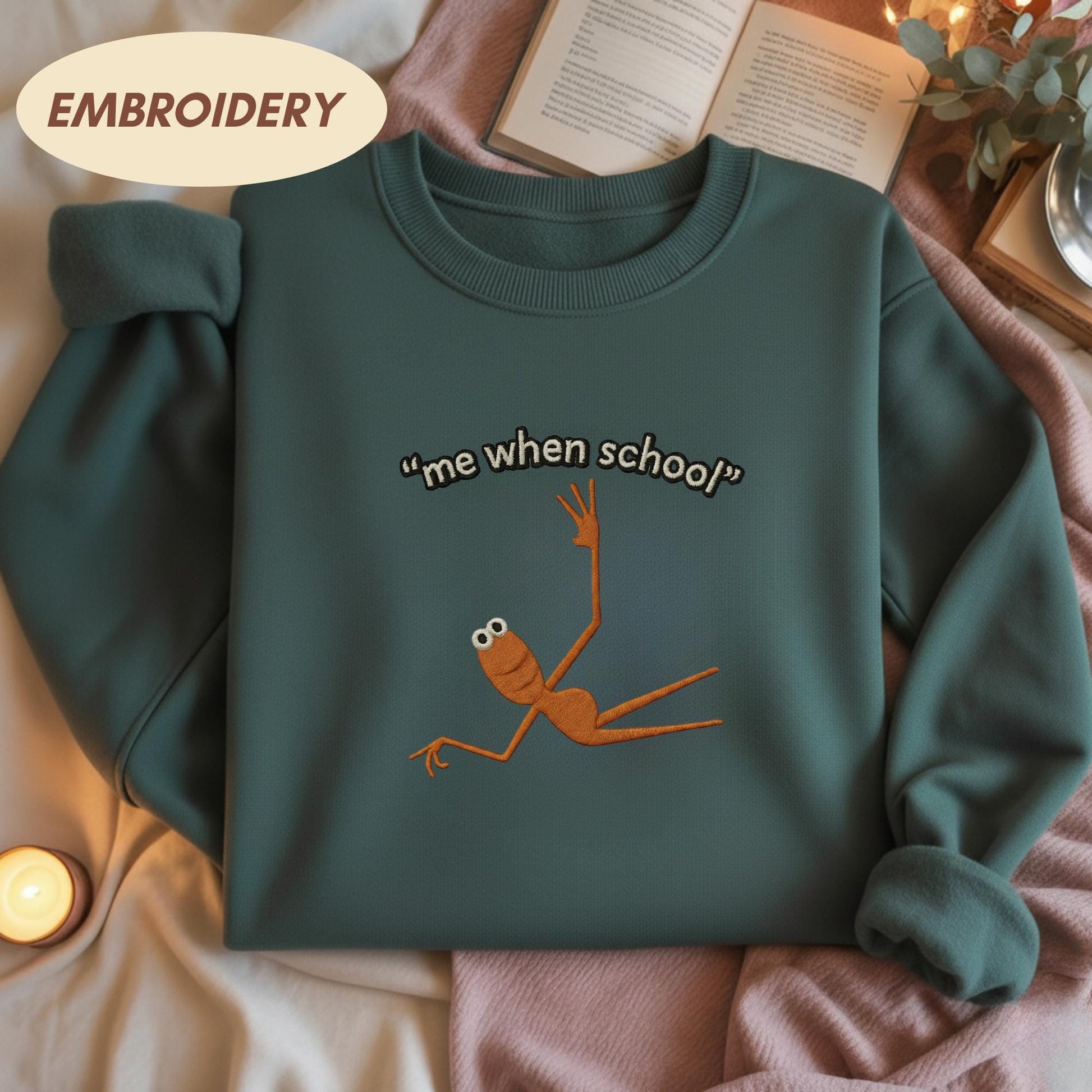 Marcus The Worm Embroidered Shirt, Me When School Shirt, Jimbo James Shirt, Brain Rot Shirts, Marcus The Worm Meme Shirt, Funny Meme Shirts