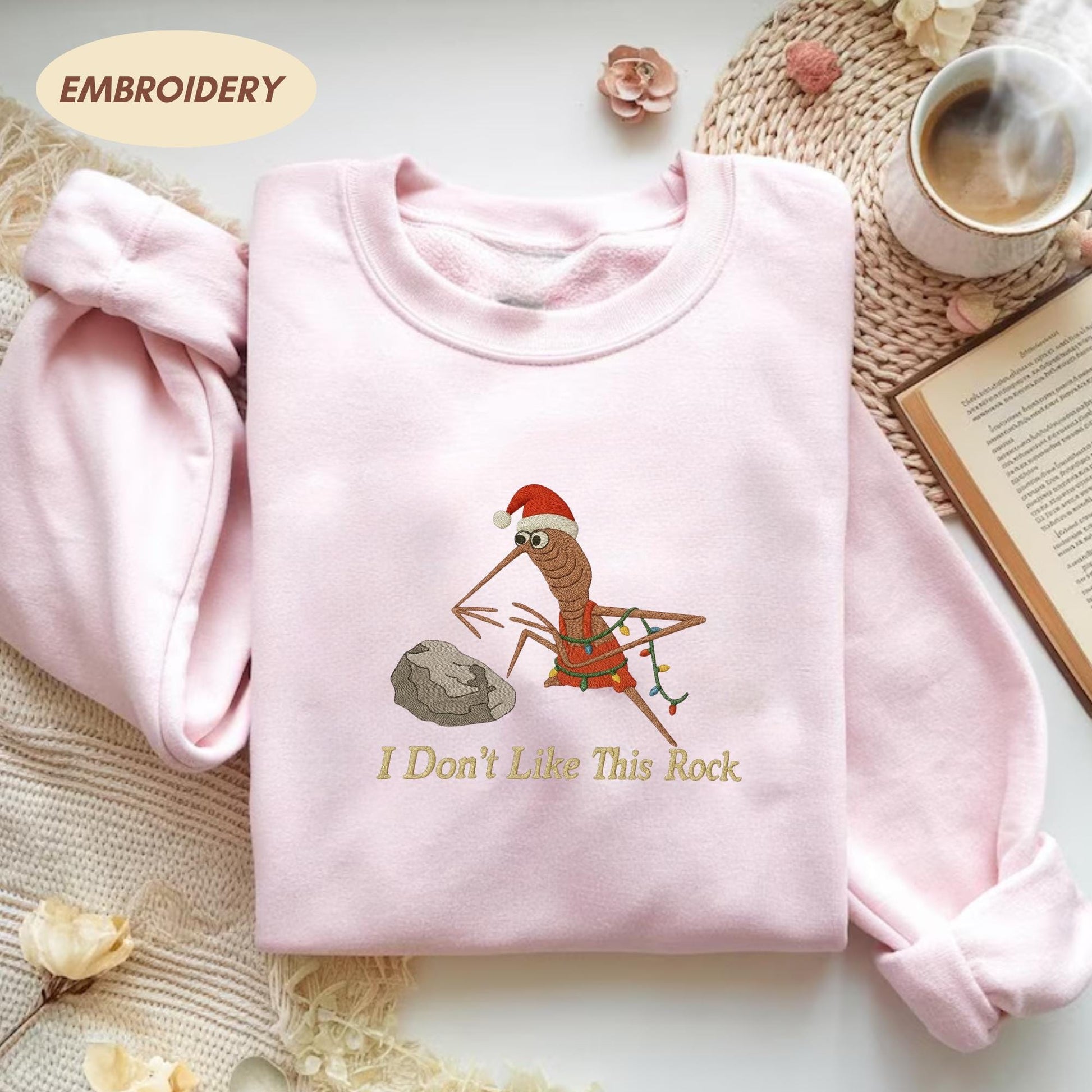 Embroidered Marcus The Worm Shirt, I Don't Like This Rock Sweatshirt, Marcus The Worm Meme Shirt, Funny Meme Shirts, Christmas Lights Shirt