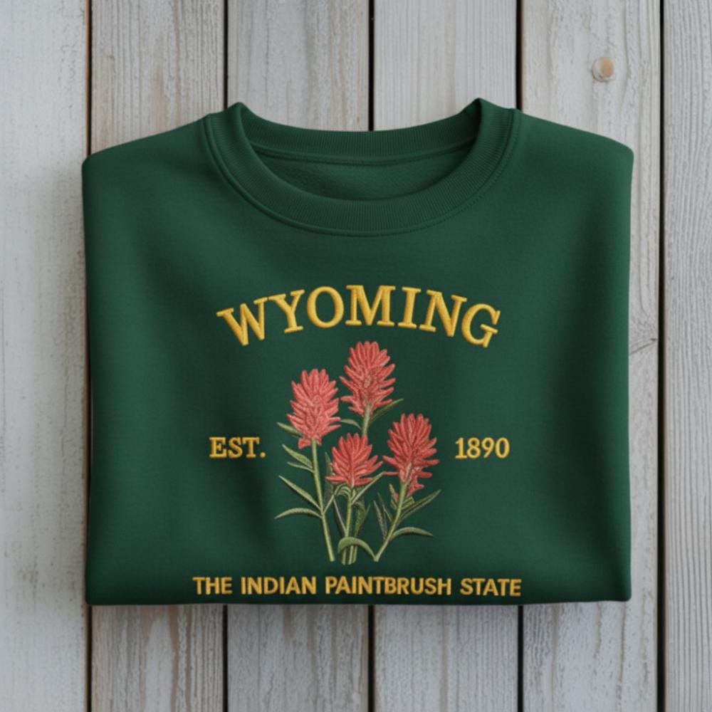Wyoming Indian Paintbrush State Embroidered Sweatshirt State Flower Crewneck Western Nature Gift