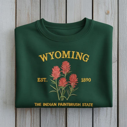 Wyoming Indian Paintbrush State Embroidered Sweatshirt State Flower Crewneck Western Nature Gift