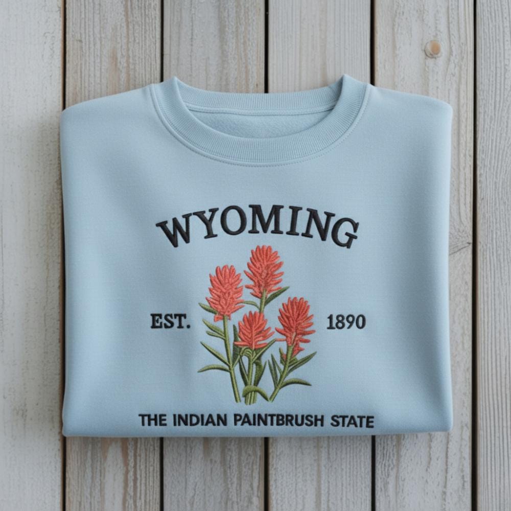 Wyoming Indian Paintbrush State Embroidered Sweatshirt State Flower Crewneck Western Nature Gift