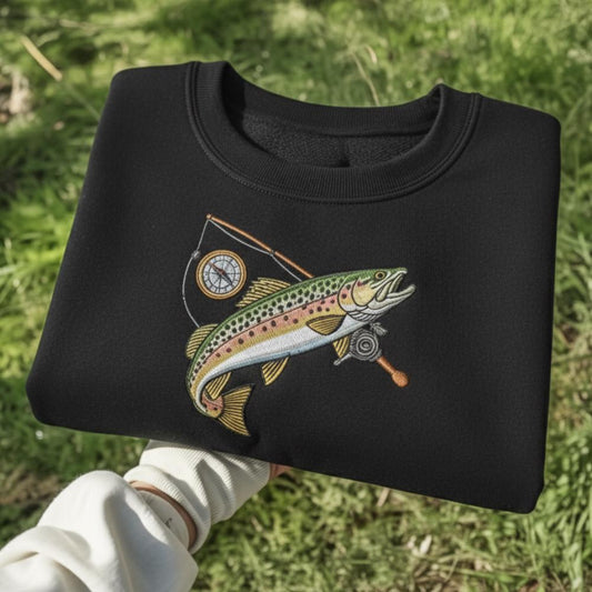 Trout Fishing Embroidered Shirt | Fisherman Graphic Tee