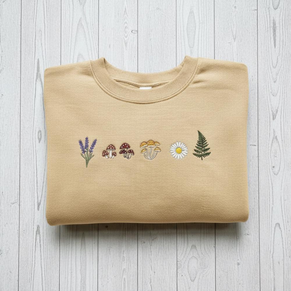 Camping Embroidered Sweatshirt Respect Local Wildlife Crewneck Granola Girl Mushroom Nature Gift