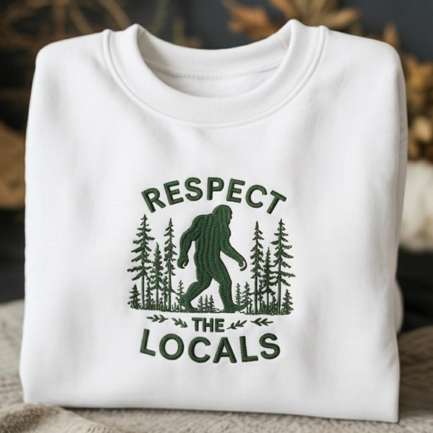 Respect The Locals Embroidered Sweatshirt, Wildlife Nature Shirt, Outdoor Hiking Embroidery Crewneck, Adventure Gift Shirt